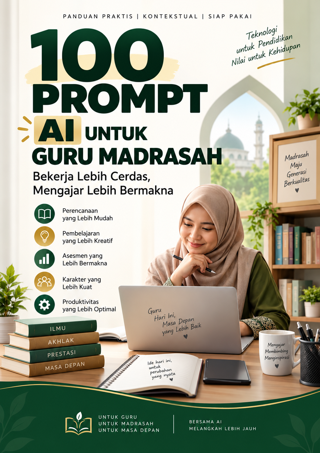 Cover buku 100 Prompt AI untuk Guru Madrasah